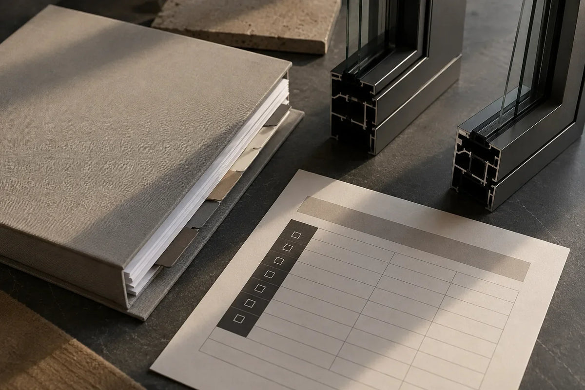 Selected window proposal, revision tabs and assumptions register arranged for review