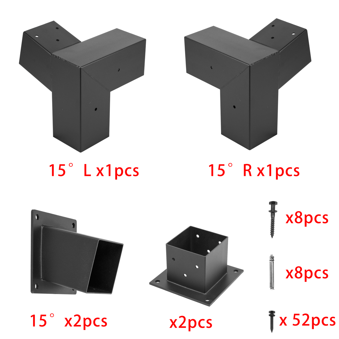 15° Single Wall Mount Pergola Kit for 4x4 Wood Posts