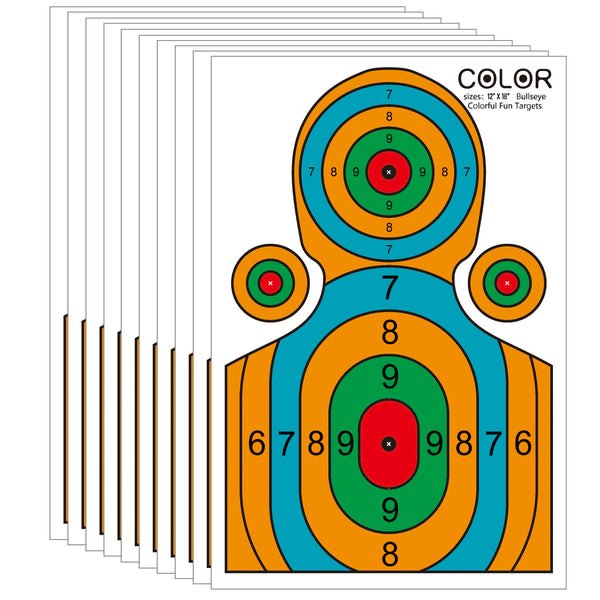 Meruzy 12x18 Inch High-Visibility Shooting Targets - Paper Silhouette for Precision Training, Handguns, BB Guns, and Airsoft (Indoor & Outdoor Use)