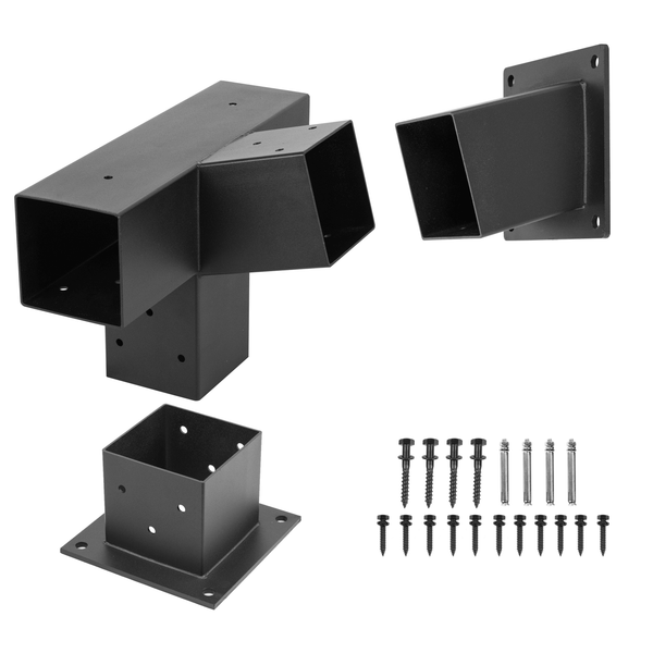 15°Slanted Roof Wall Mount Pergola Extension Bracket Kit for 4x4 Wood Posts