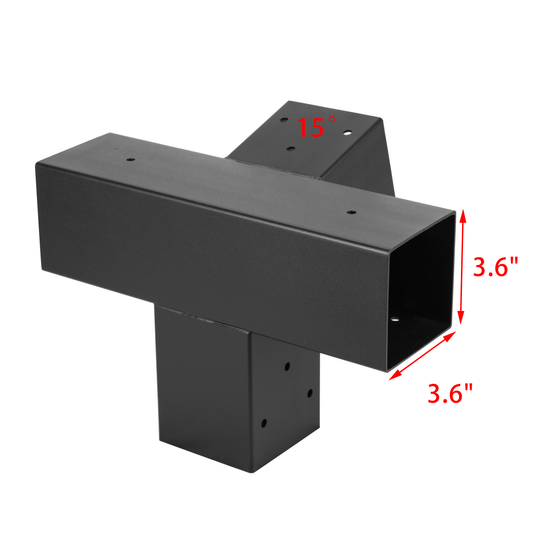 15°Slanted Roof Wall Mount Pergola Extension Bracket Kit for 4x4 Wood Posts