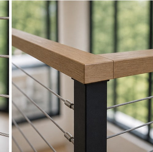 Powder-Coated Posts with White-Oak Cap Rail