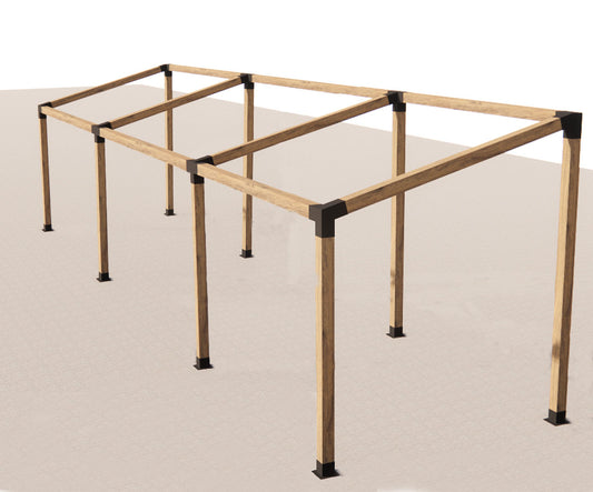 15°  Pergola Triple Kit for 6x6 Wood Posts-Customizable