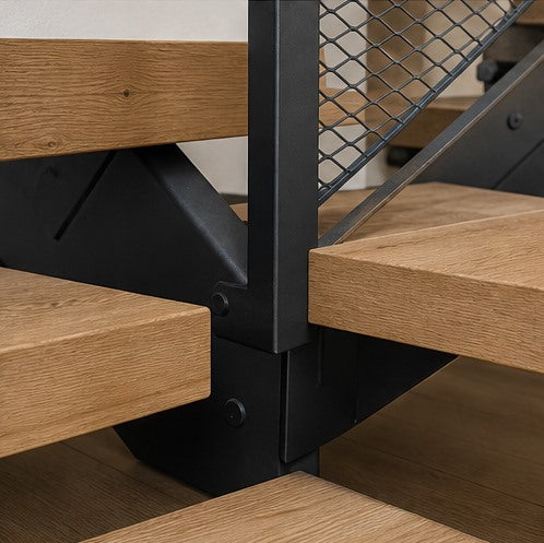 Fabricated Steel and White-Oak Stair System