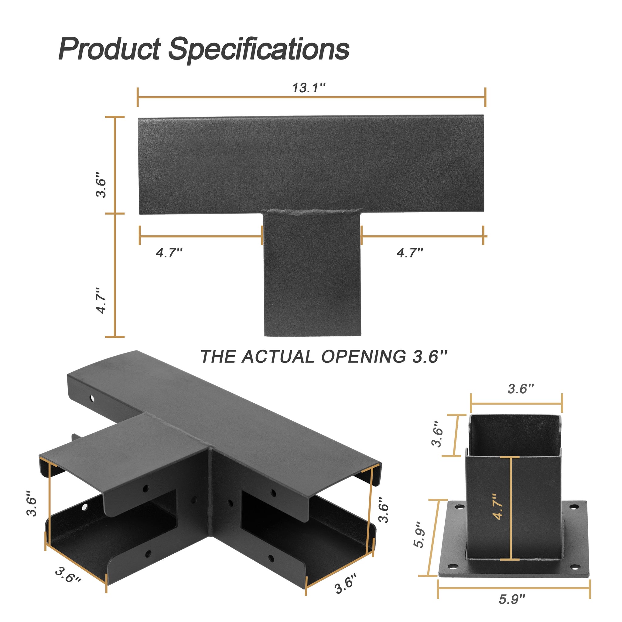 Pergola T Brackets Hardware for 4 x 4 Lumber | 2pcs | Meruzy.com