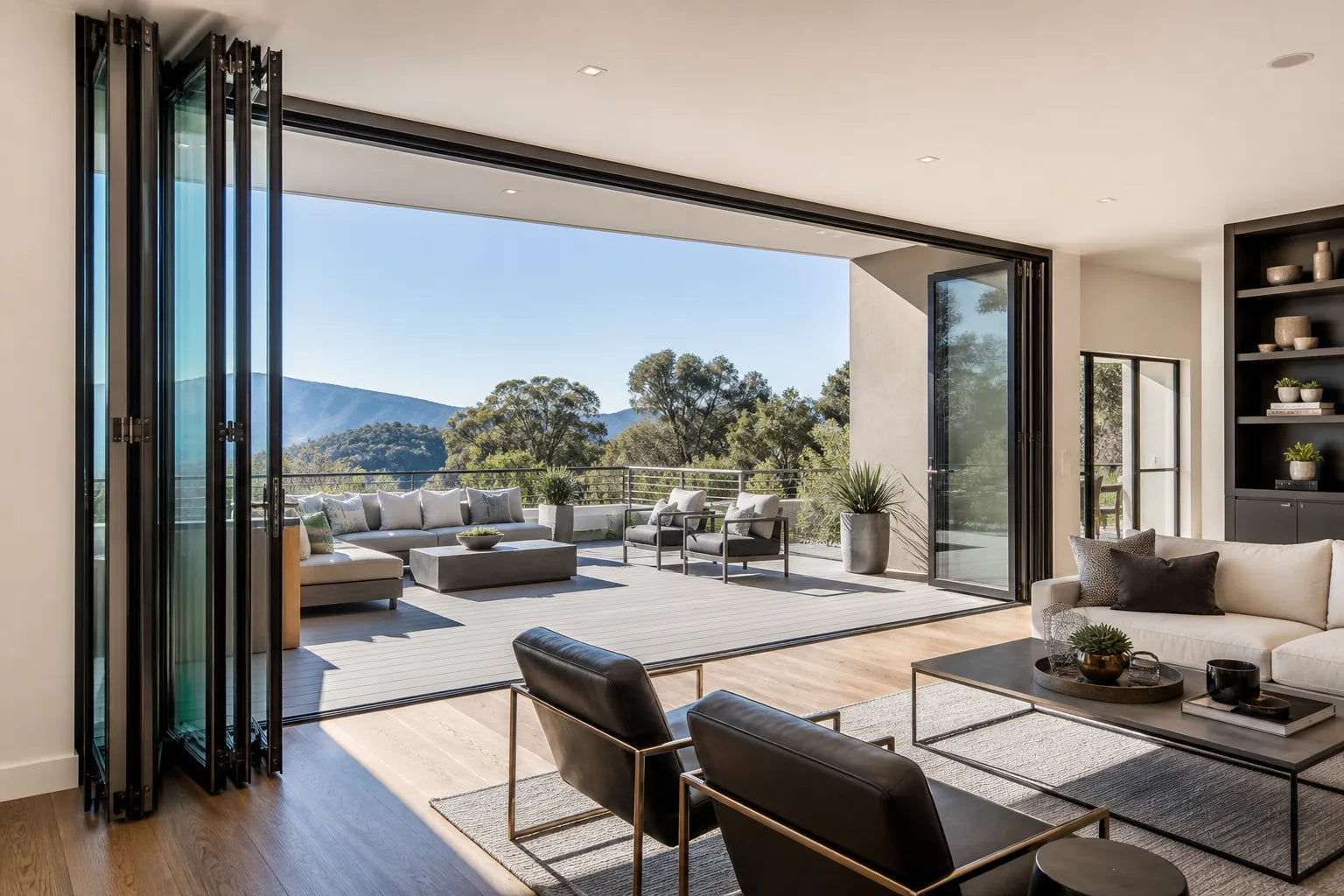 Architectural folding glass door system
